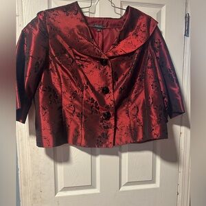 DressBarn|| Red/Black crop jacket|| Three button|| shimmer
